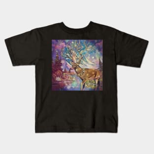 Christmas Deer, Elk Holiday snow, Christmas trees Kids T-Shirt
